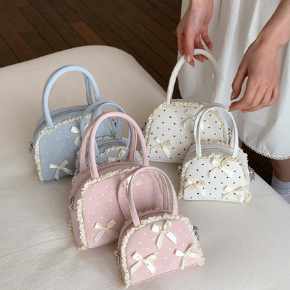 3color/リボンアクセントドッド柄ミニショルダーバッグ/cm0263