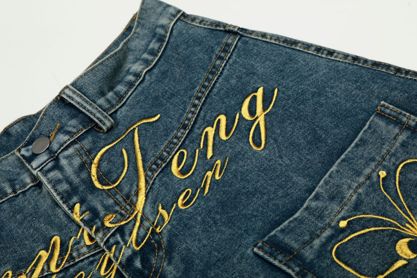 刺繡ロゴポケットデザインデニムパンツ/cm0064