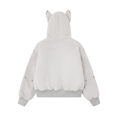 耳付きフードクロスデザインジャケット cm0015