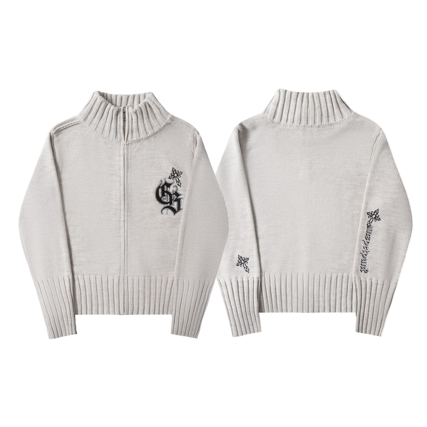 ロゴワンポイントハイネックジップアップニット/cm0124