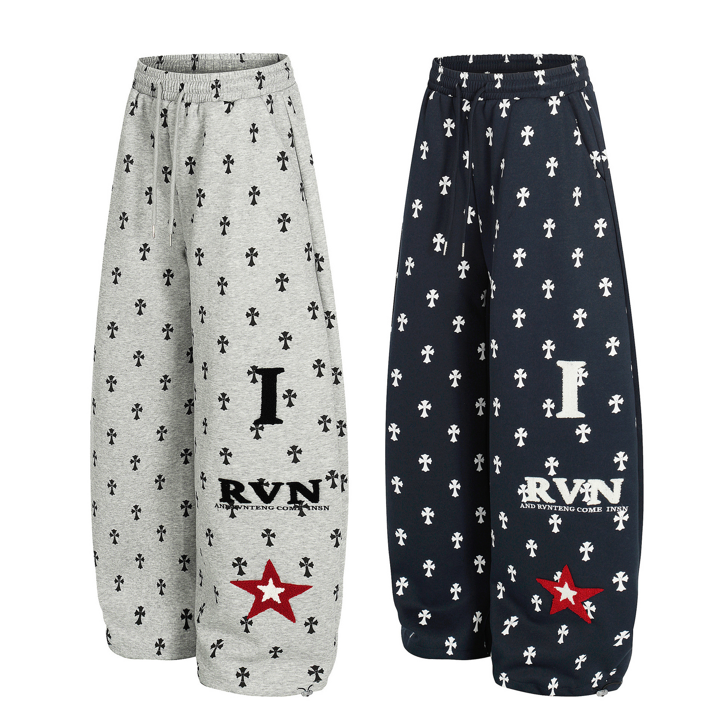 クロス柄スターロゴワイドパンツ/2color/cm0076