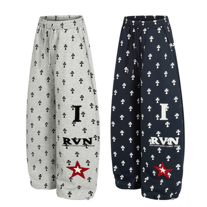 クロス柄スターロゴワイドパンツ/2color/cm0076