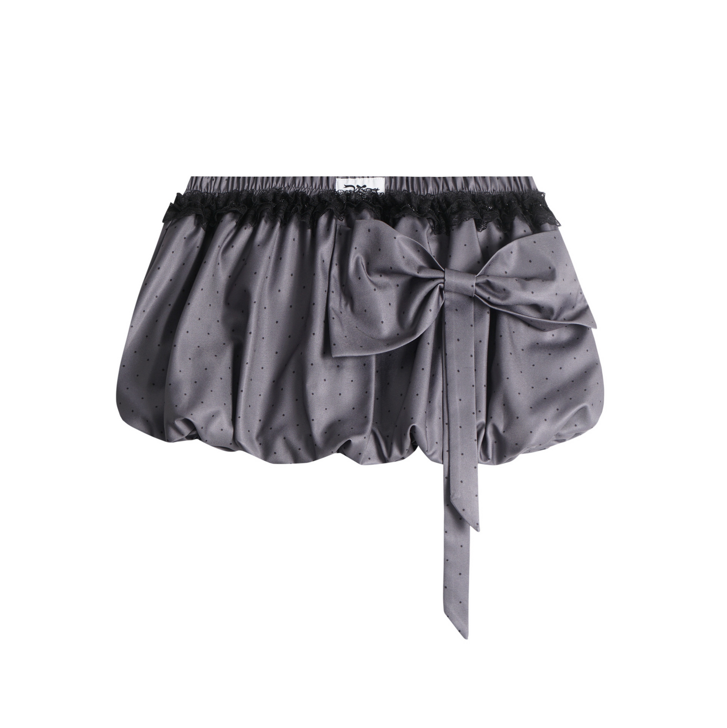 リボンデザインバブルヘム水玉ミニスカート/2color/cm0105