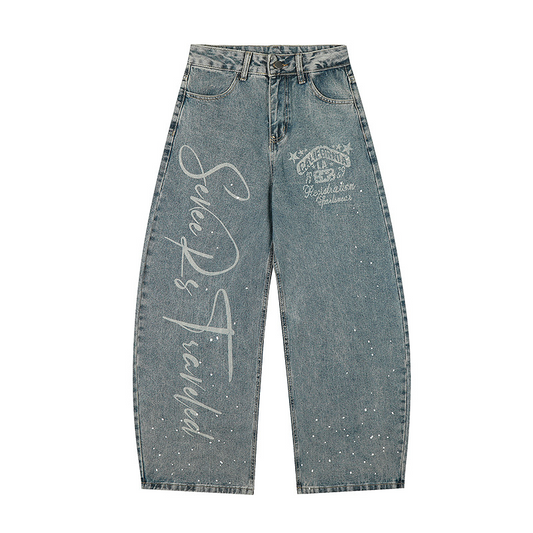 アルファベットプリントブルーデニム/cm0191