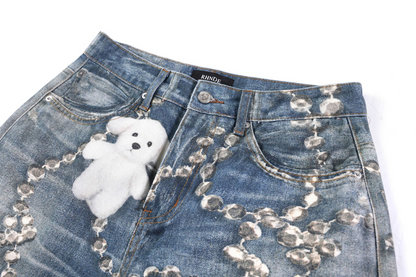 アクセサリープリントデニムパンツ/cm0248