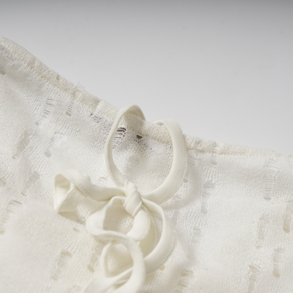 ヴィンテージデザインメッシュダメージ加工長袖トップス/2color/cm0059