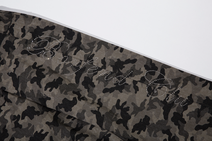 カモフラ柄ビジューアルファベットデザインデニムパンツ/cm0091