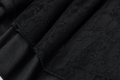 レースディテールクロスデザインリボンミニスカート/cm0107