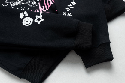 ベアプリントデザイン/クマ耳付きフードパーカー/2color/cm0129