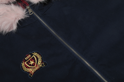 フェイクファーフードワンポイントロゴジャケット cm0020