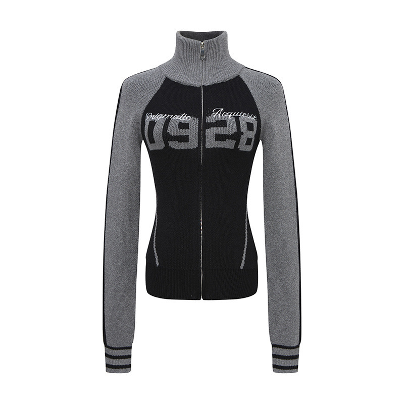 ナンバーロゴバイカラージップアップニット/2color/cm0158