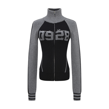 ナンバーロゴバイカラージップアップニット/2color/cm0158