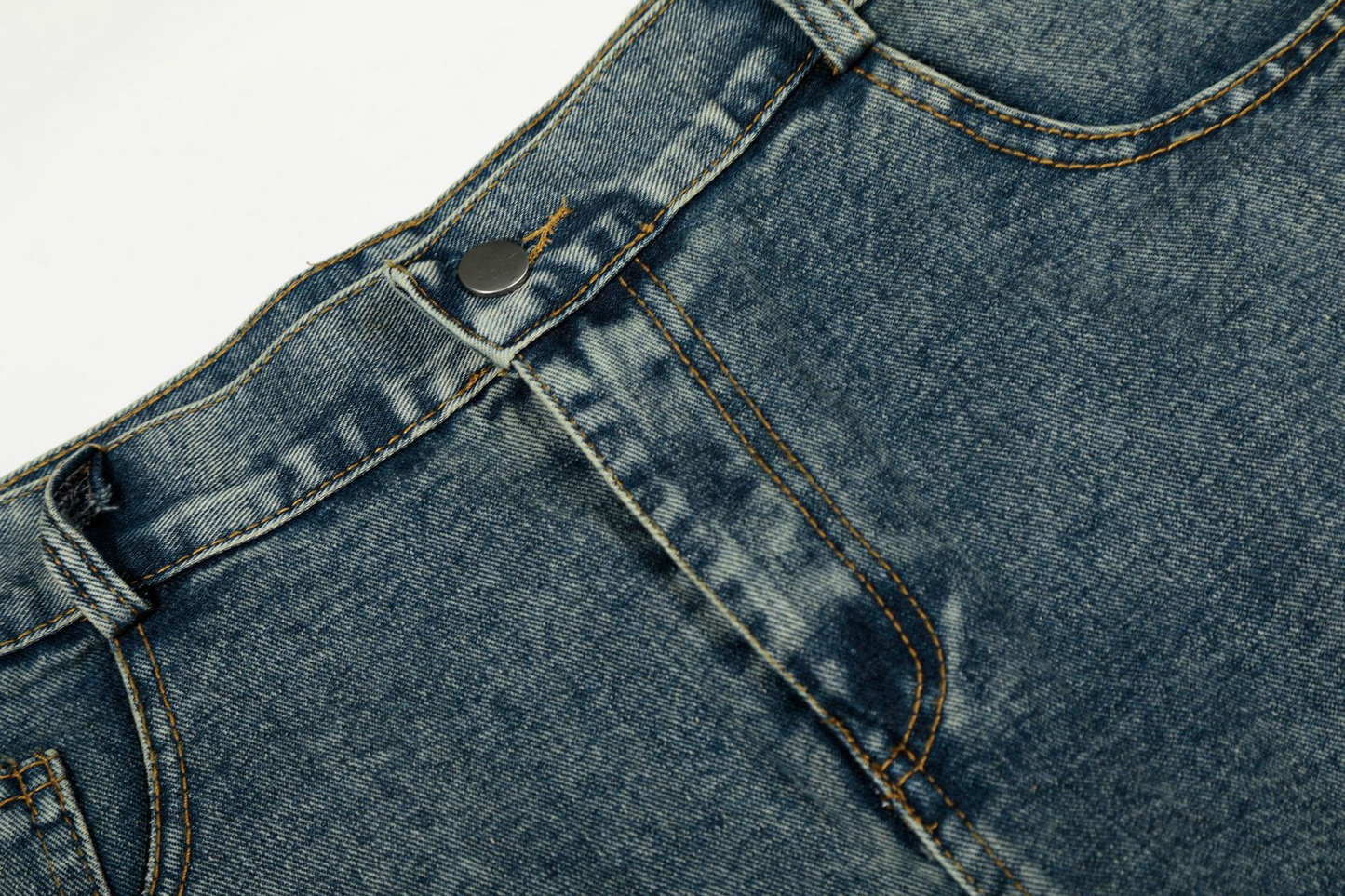 サイド刺繍デザインバックポケットステッチディテールデニムパンツ/cm0120