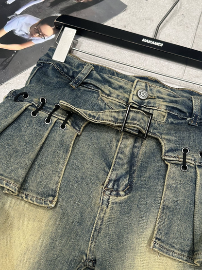 デニムフリルウォッシュドヴィンテージジーンズ/cm0037