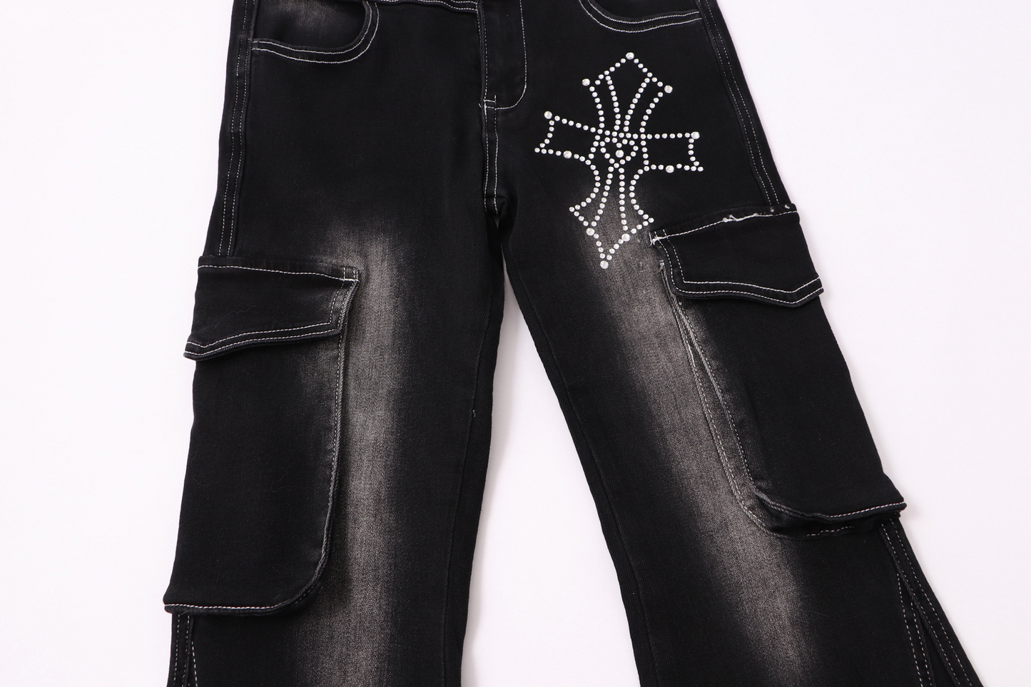 クロスデザインウォッシュドデニムパンツ/cm0093