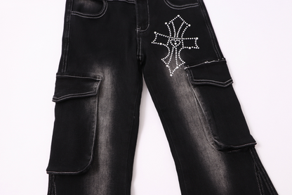 クロスデザインウォッシュドデニムパンツ/cm0093