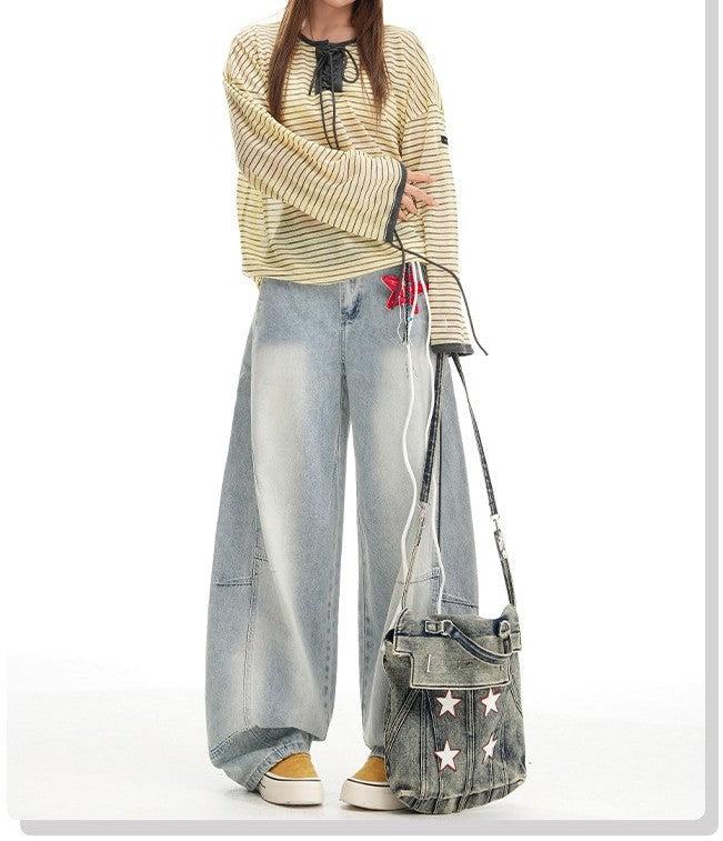 ウォッシュドワイドレッグデニムパンツ/cm0115