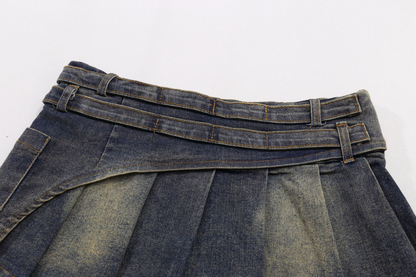 クロススタッズデザインデニムミニスカート/2color/cm0142