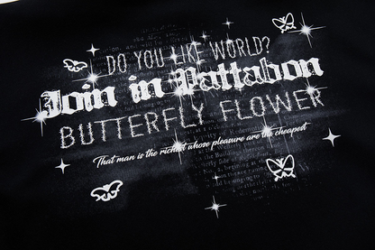 チェーンアクセ付きバタフライプリントパーカー/2color/cm0151