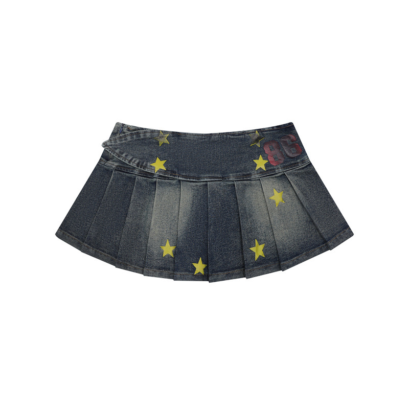 スタープリントデニムミニスカート/3color/cm0011