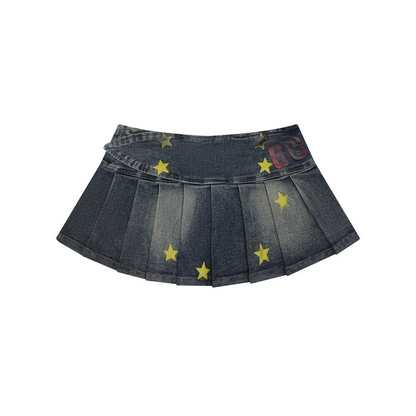 スタープリントデニムミニスカート/3color/cm0011
