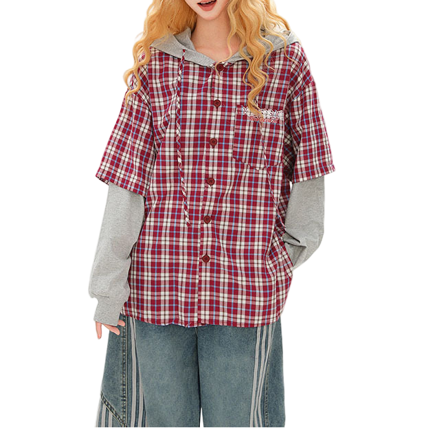 フェイクレイヤーチェックシャツジャケット/2color/cm0082