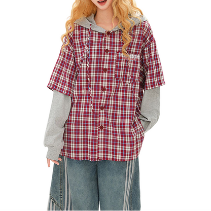 フェイクレイヤーチェックシャツジャケット/2color/cm0082