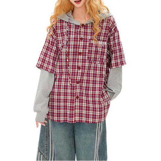 フェイクレイヤーチェックシャツジャケット/2color/cm0082