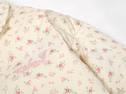 リボンデザインフラワー柄パファージャケット/2color/cm0070