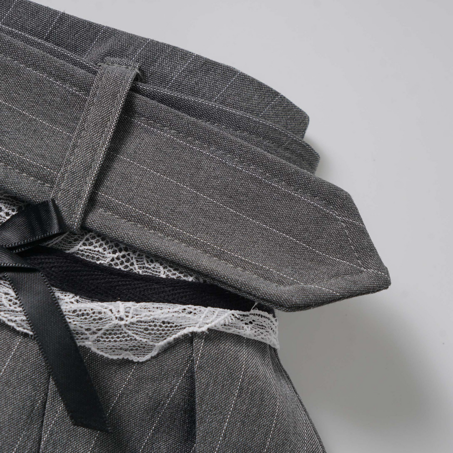 ベルトデザインレースディテールステッチワンポイントロゴミニスカート/cm0121