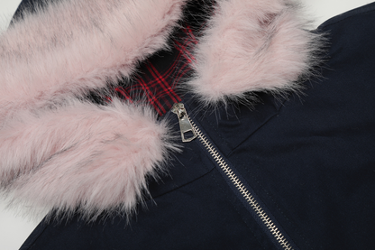 フェイクファーフードワンポイントロゴジャケット cm0020