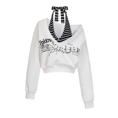 ボーダーフェイクレイヤードオフショルダートップス/2color/cm0134