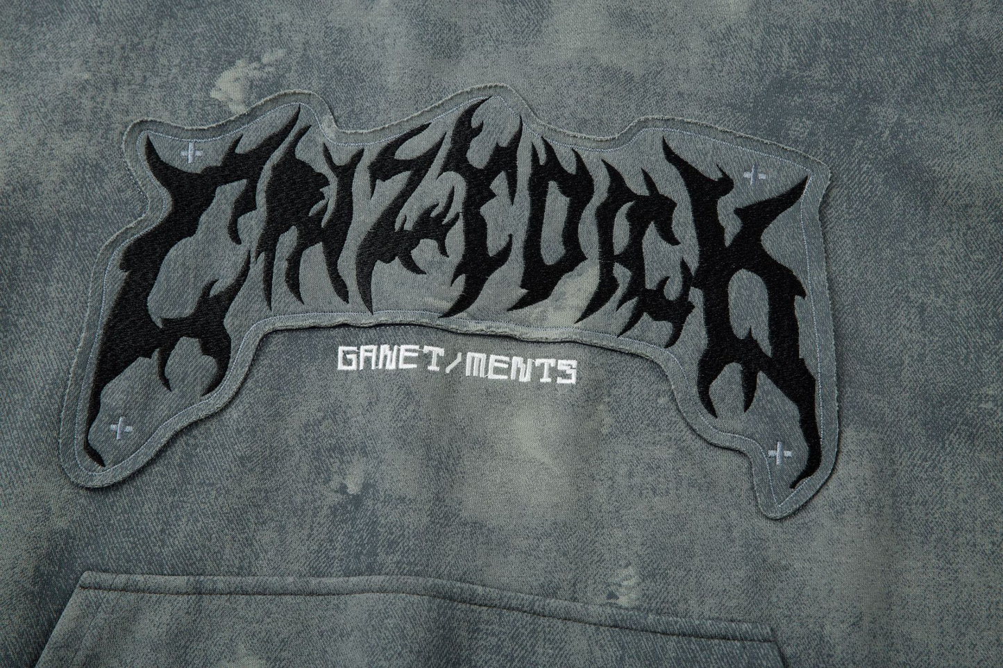 Alphabet Patch Washed Hoodie