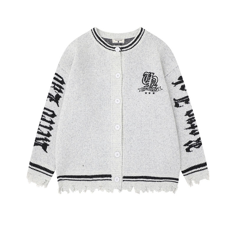 クロスデザインダメージ加工ニットカーディガン/2color/cm0084