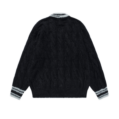 フロントナンバーデザインVネックラインニット2color/cm0026