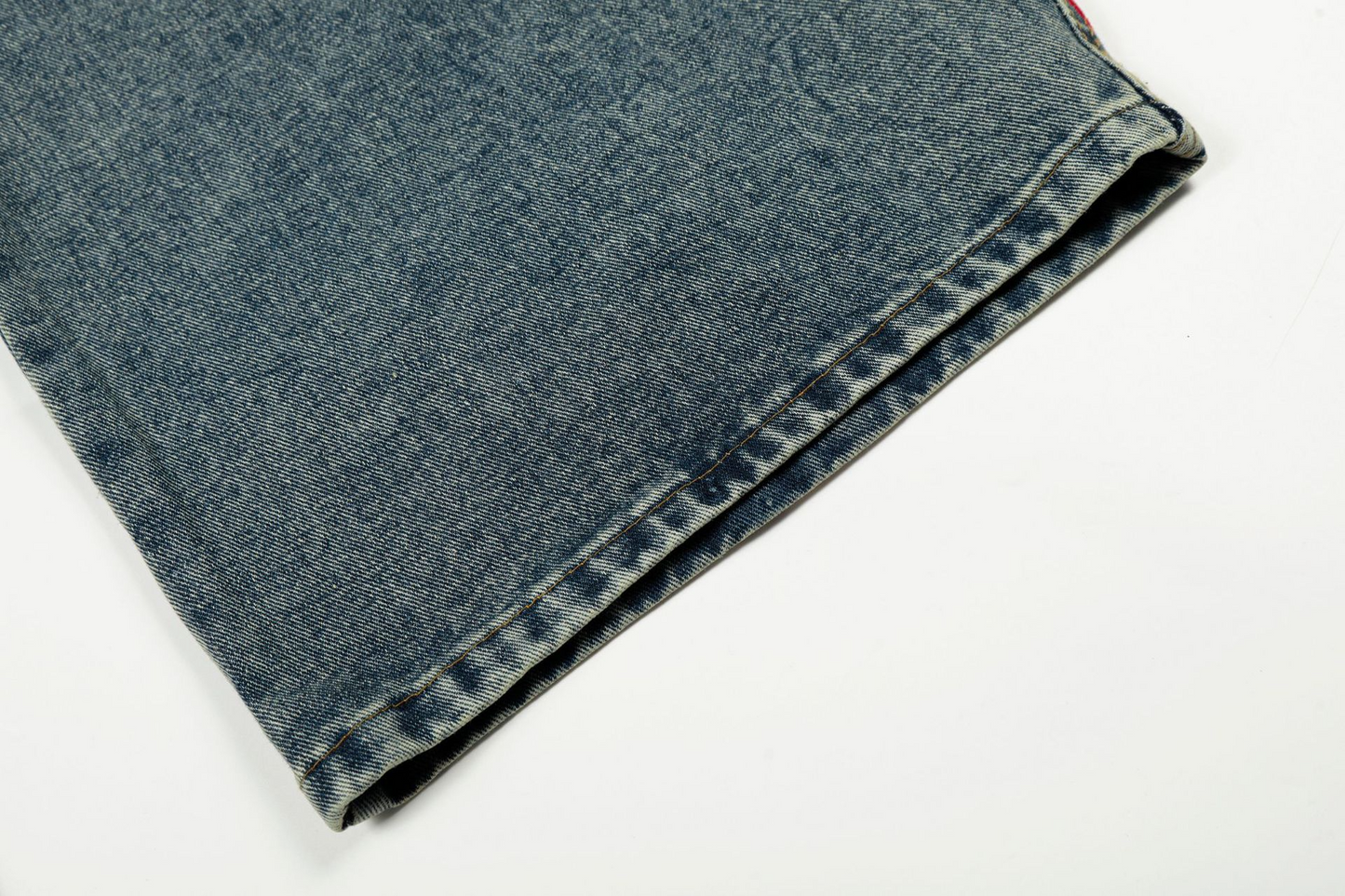 サイド刺繍デザインバックポケットステッチディテールデニムパンツ/cm0120