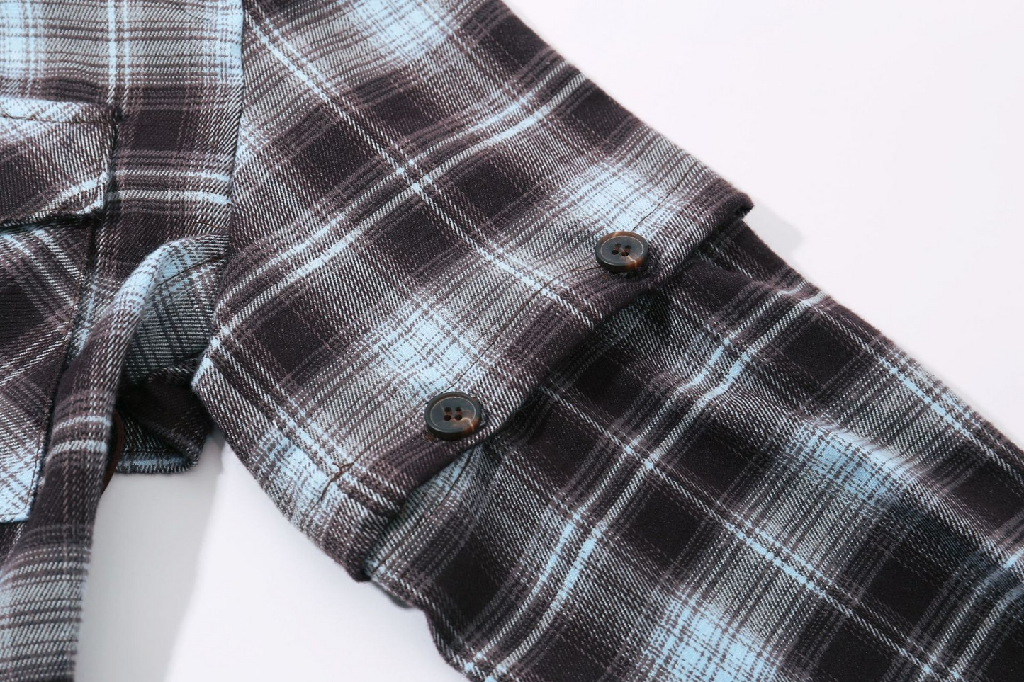 バック刺繍スリーブ取り外しチェックシャツ/cm0095