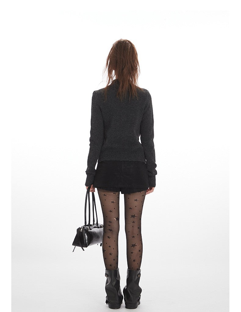 クロスロゴデザインジップアップニット/2color/cm0143