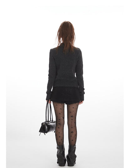 クロスロゴデザインジップアップニット/2color/cm0143