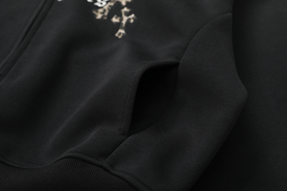 クロスレオパード柄ジップアップパーカー/2color/cm0080