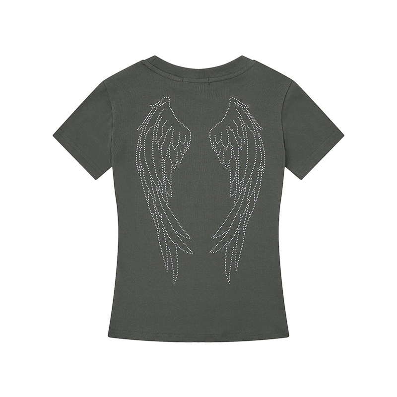 4color/ラインストーンロゴバックウィング半袖Tシャツ/cm0262