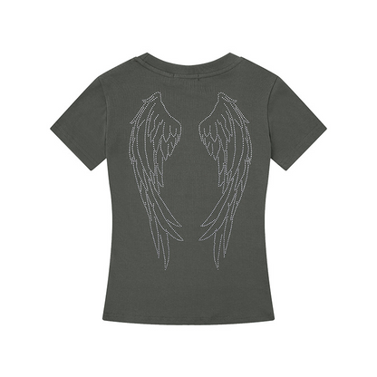 4color/ラインストーンロゴバックウィング半袖Tシャツ/cm0262