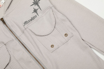 ダブルポケット/スタープリントジップアップスウェット[2color]/cm0034