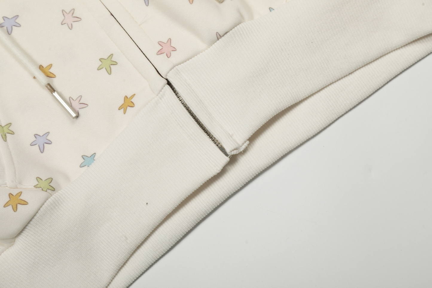 レース縁フードスタープリントジップアップパーカー/cm0050