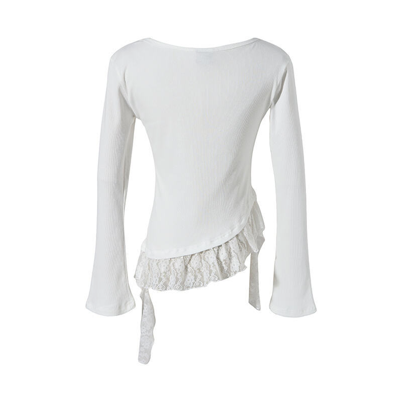 レースデザインプリントTシャツ/3color/cm0088