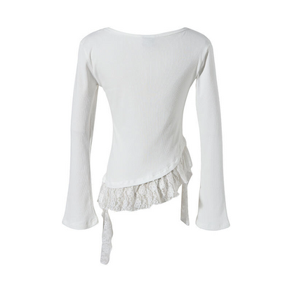 レースデザインプリントTシャツ/3color/cm0088