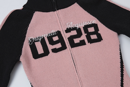 ナンバーロゴバイカラージップアップニット/2color/cm0158