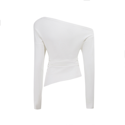 スタッズ付きアシメオフショルダーTシャツ/3color/cm0104