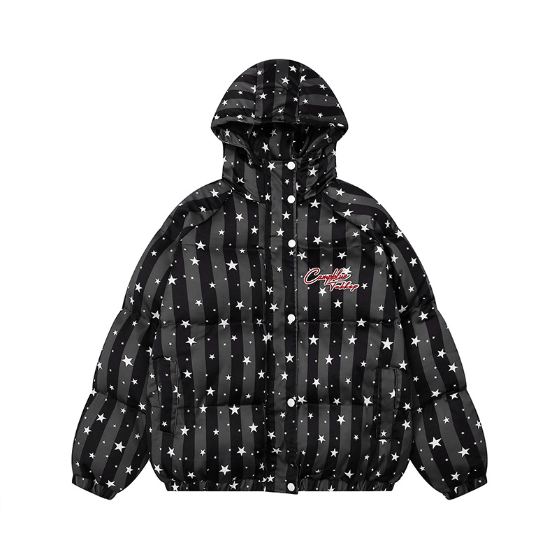 スター柄ファー付きフードパファージャケット/2color/cm0021