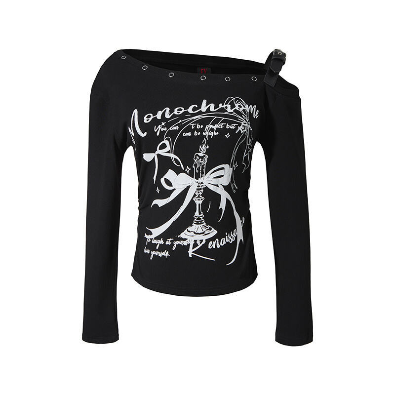 オフショルダーベルトデザイントップス/2color/cm0157